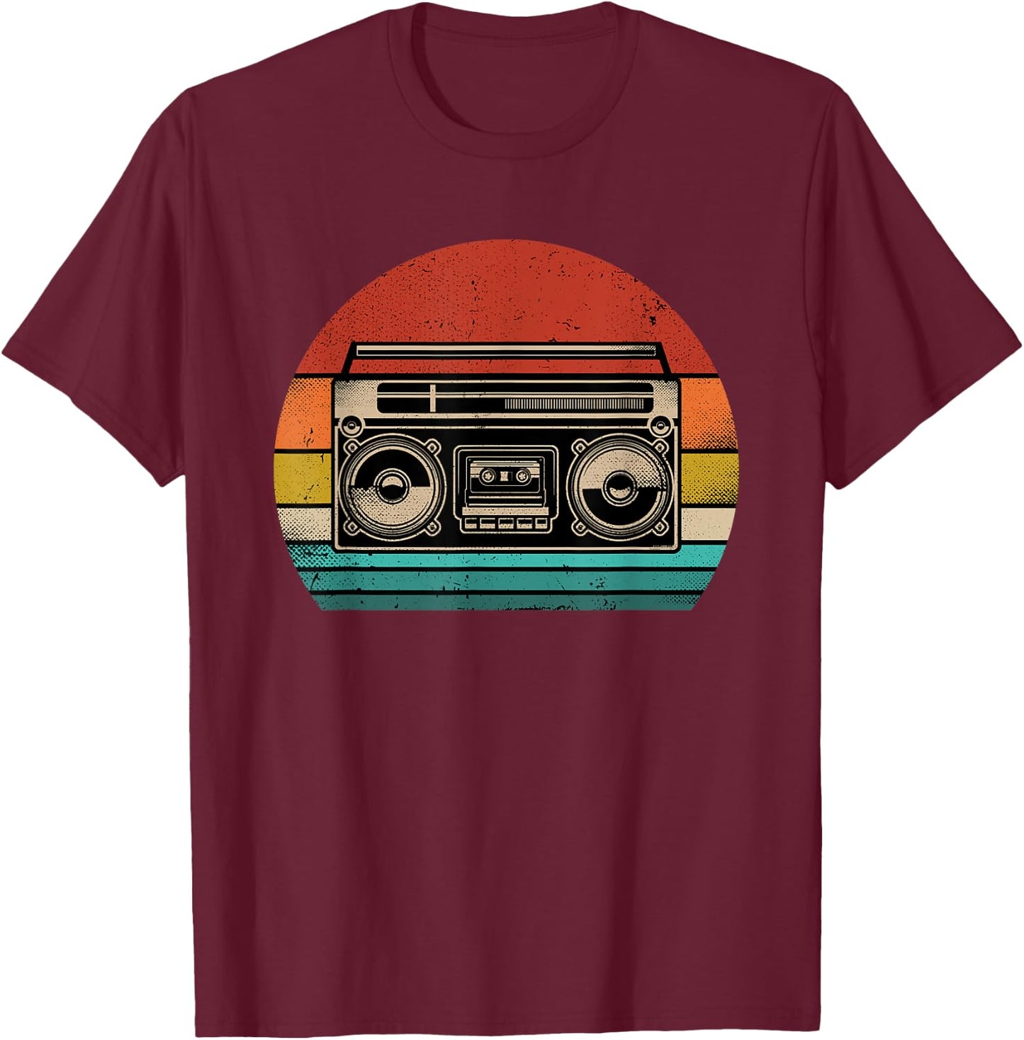 Retro Boombox Cassette Player Radio 80s Music Vintage Style T-Shirt - T-Shirt | Maroon