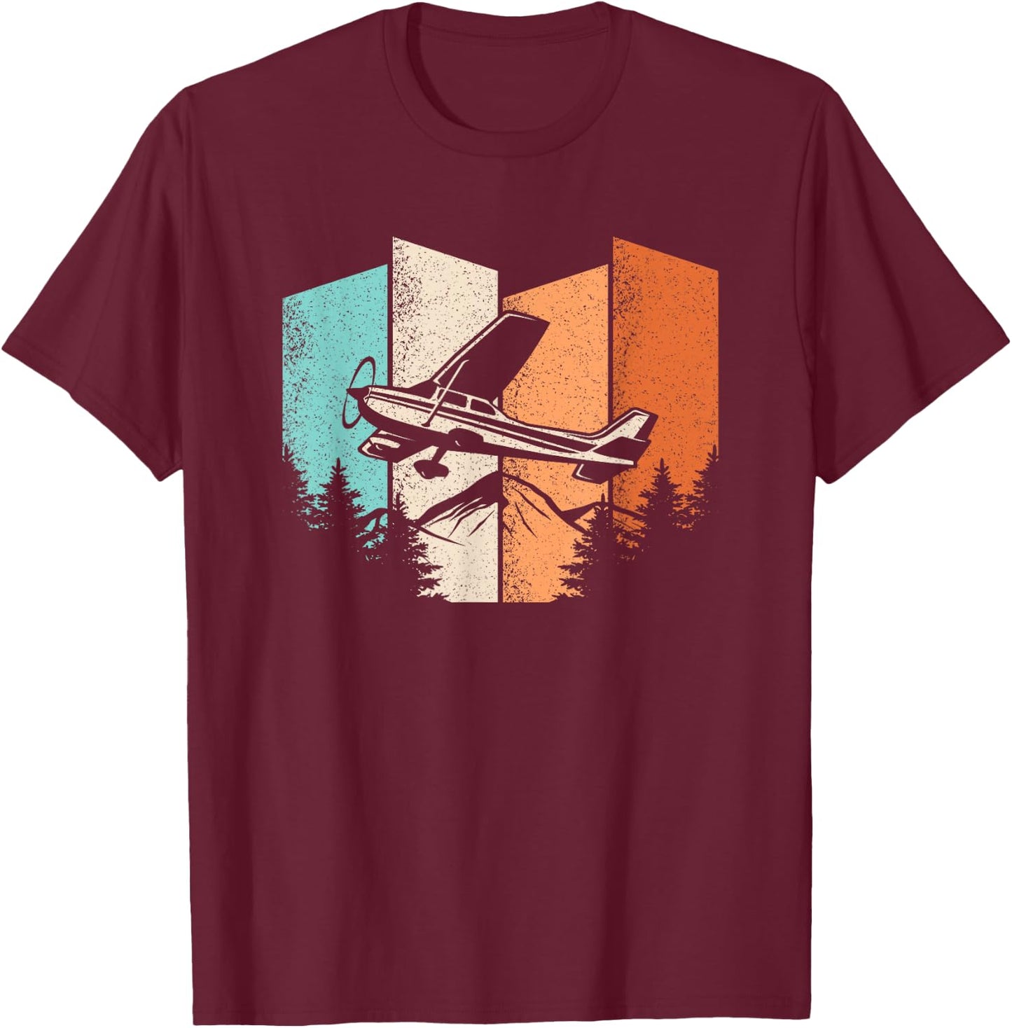 Retro Airplane Vintage Pilot Aviation Fly Plane Men Women T-Shirt - T-Shirt | Maroon