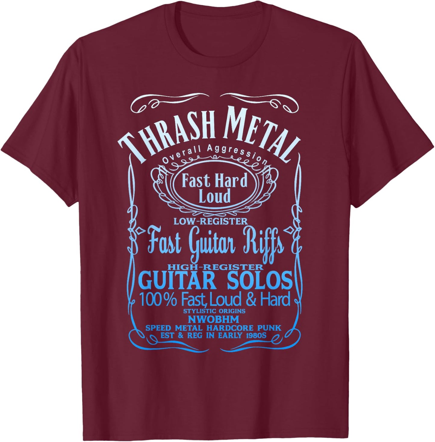 THRASHMETAL THRASH DEATH METAL Guitar Solo Heavy Metal Core T-Shirt - T-Shirt | Maroon