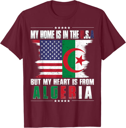 American Grown Patriot Algerian American from Algeria T-Shirt - T-Shirt | Maroon