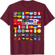 Flags of Countries of the Worlds in Geometric Shapes T-Shirt - T-Shirt | Maroon