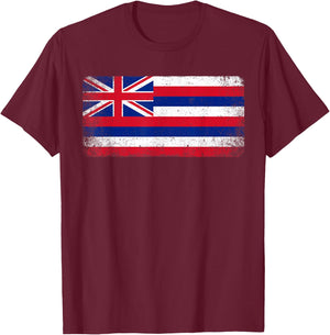 State of Hawaii Hawaiian Flag Retro Vintage Gift Men Women T-Shirt - T-Shirt | Maroon