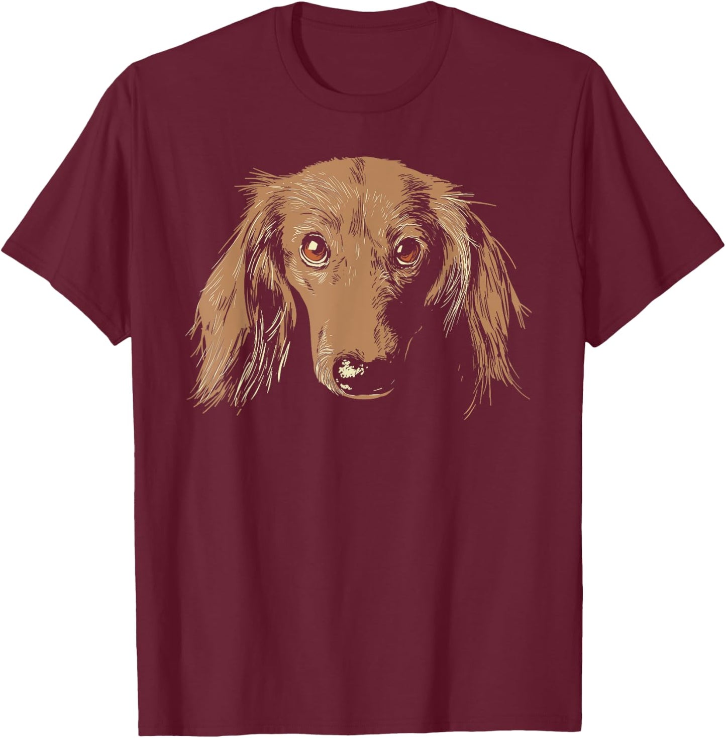 Dachshund dog portrait dachshund head wiener T-Shirt - T-Shirt | Maroon