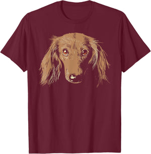 Dachshund dog portrait dachshund head wiener T-Shirt - T-Shirt | Maroon