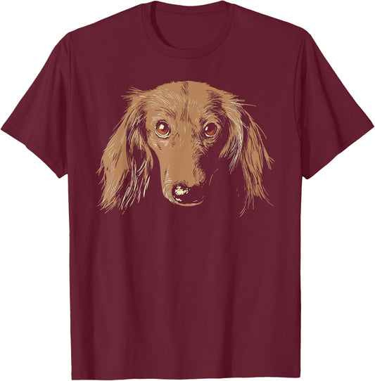 Dachshund dog portrait dachshund head wiener T-Shirt - T-Shirt | Maroon