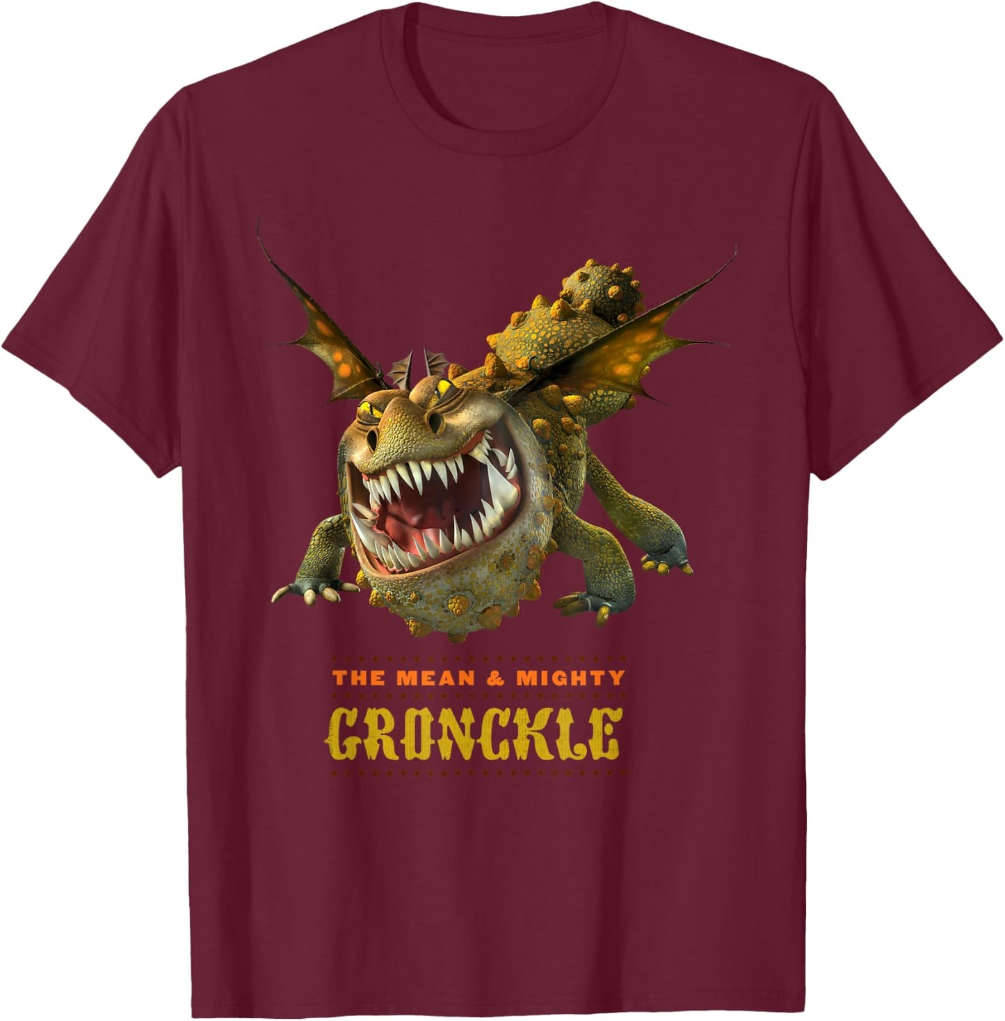 DreamWorks' Dragons: The Mean and Mighty Gronckle T-Shirt - T-Shirt | Maroon