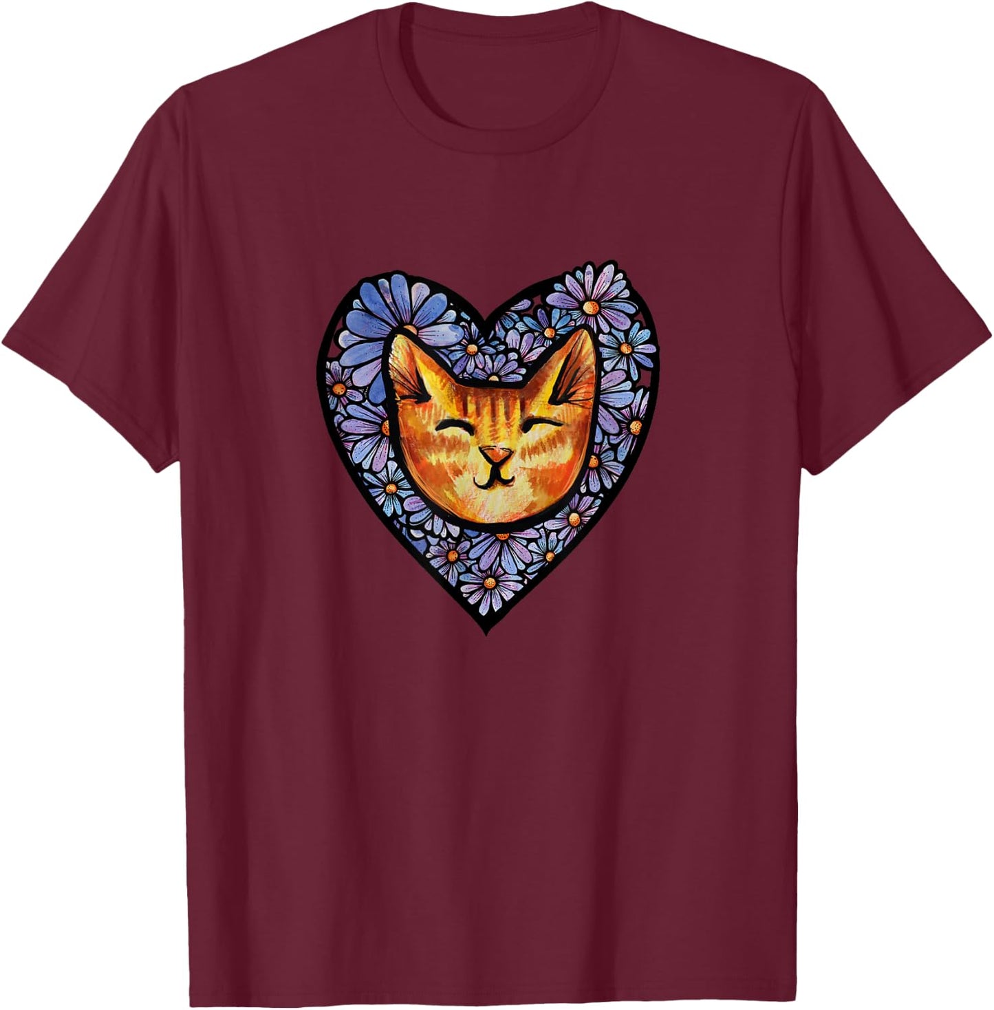 Orange Tiger Stripe Cat Tabby Men Women T-Shirt - T-Shirt | Maroon