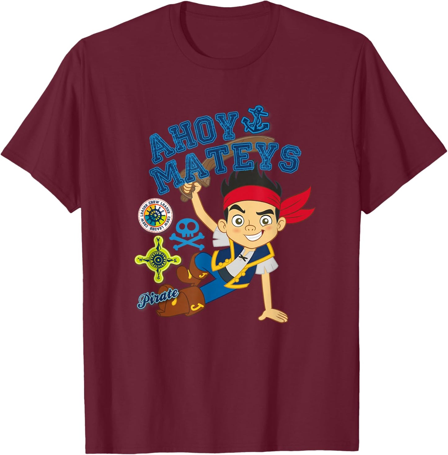 Disney Jake and the Never Land Pirates Ahoy Mateys T-Shirt - T-Shirt | Maroon