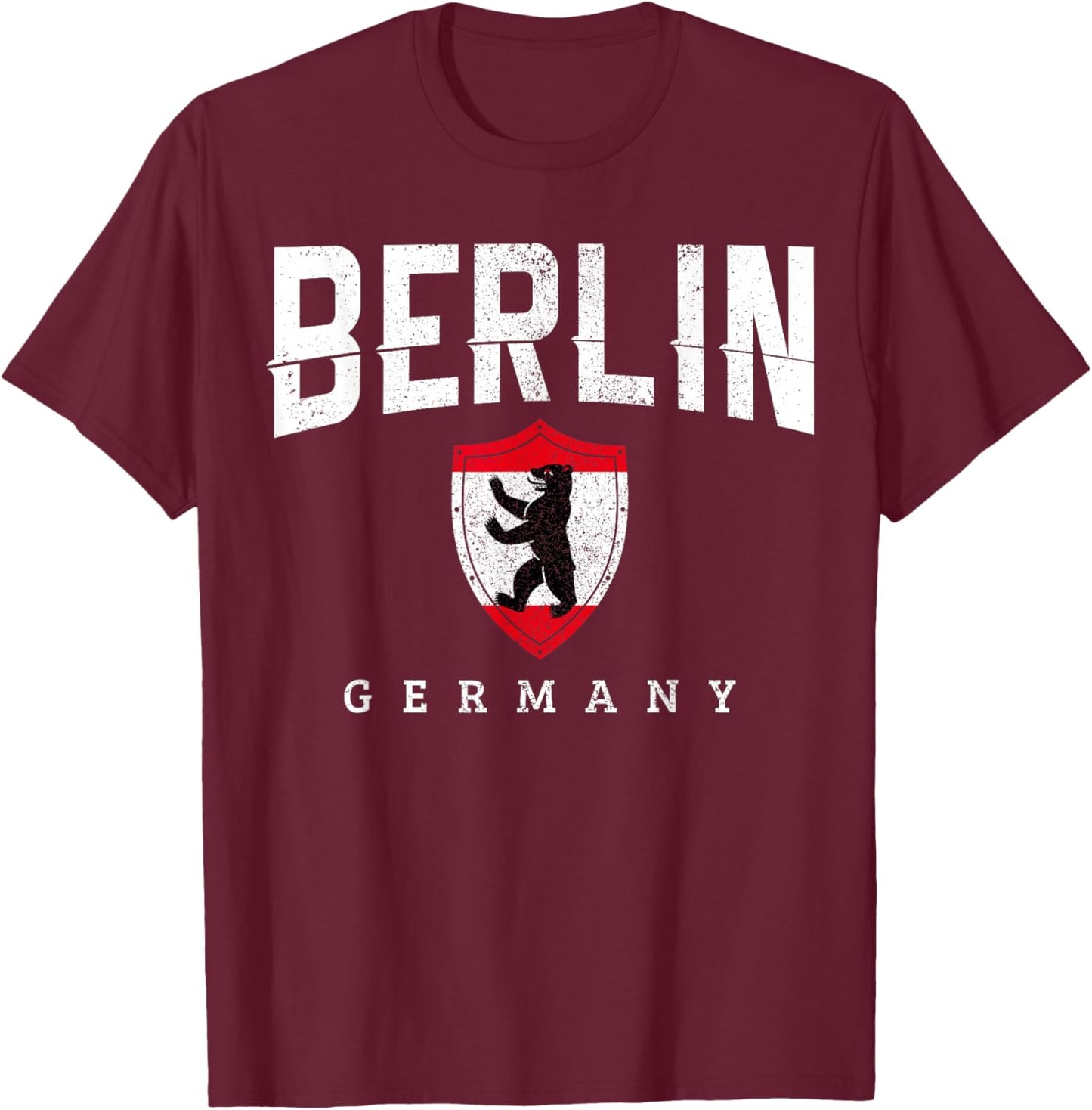 Berlin Germany Bear Flag Souvenir Travel German Gift T-Shirt - T-Shirt | Maroon