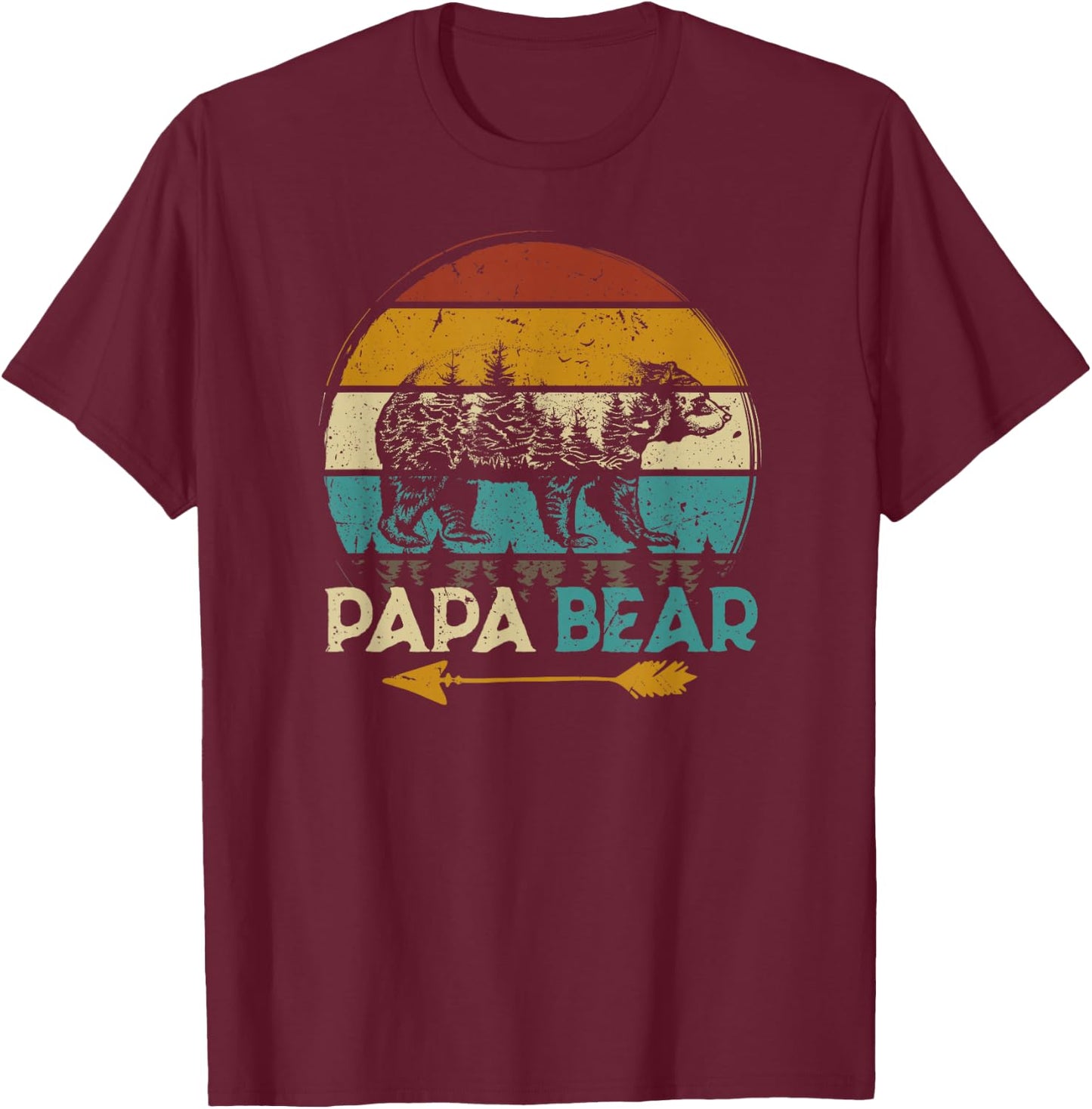 Father's Day Papabear Funny Dad Baby Bear Retro Vintage T-Shirt - T-Shirt | Maroon