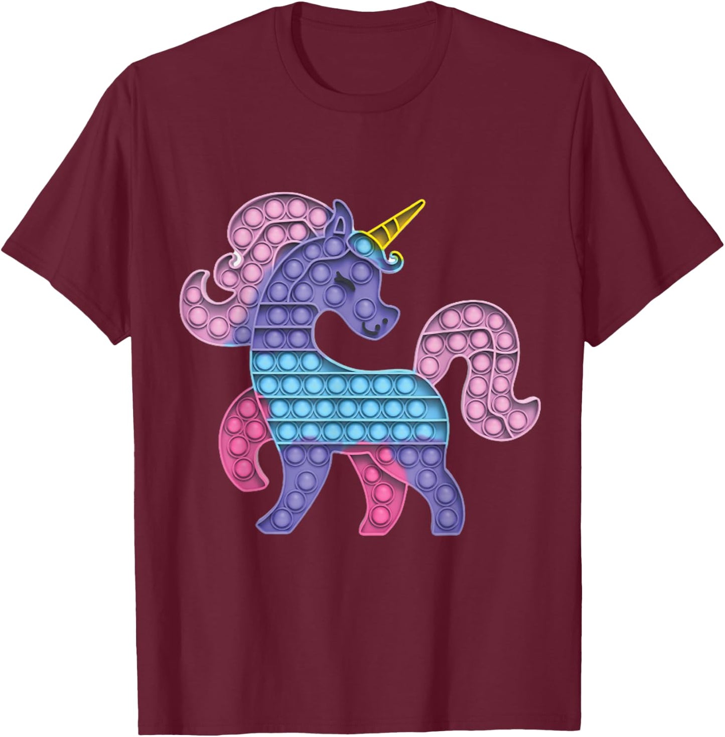 Pop Up Fidget Game Unicorn Rainbow Colourful for Girls T-Shirt - T-Shirt | Maroon