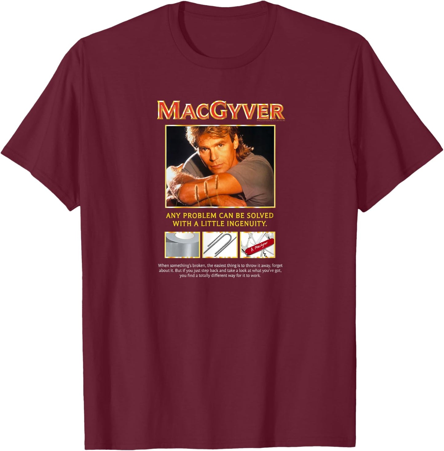 MacGyver Original Series Ingenuity T-Shirt - T-Shirt | Maroon