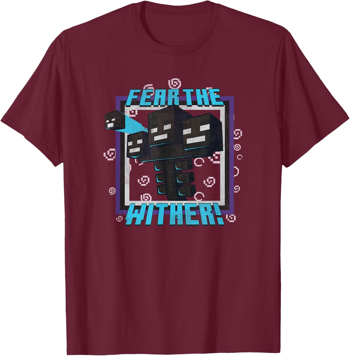 Minecraft Wither Fear The Wither! V2 T-Shirt - T-Shirt | Maroon