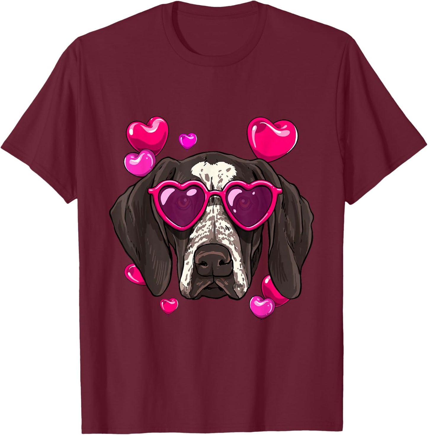 German Shorthaired Pointer Valentines Day Heart Dog Lover T-Shirt - T-Shirt | Maroon