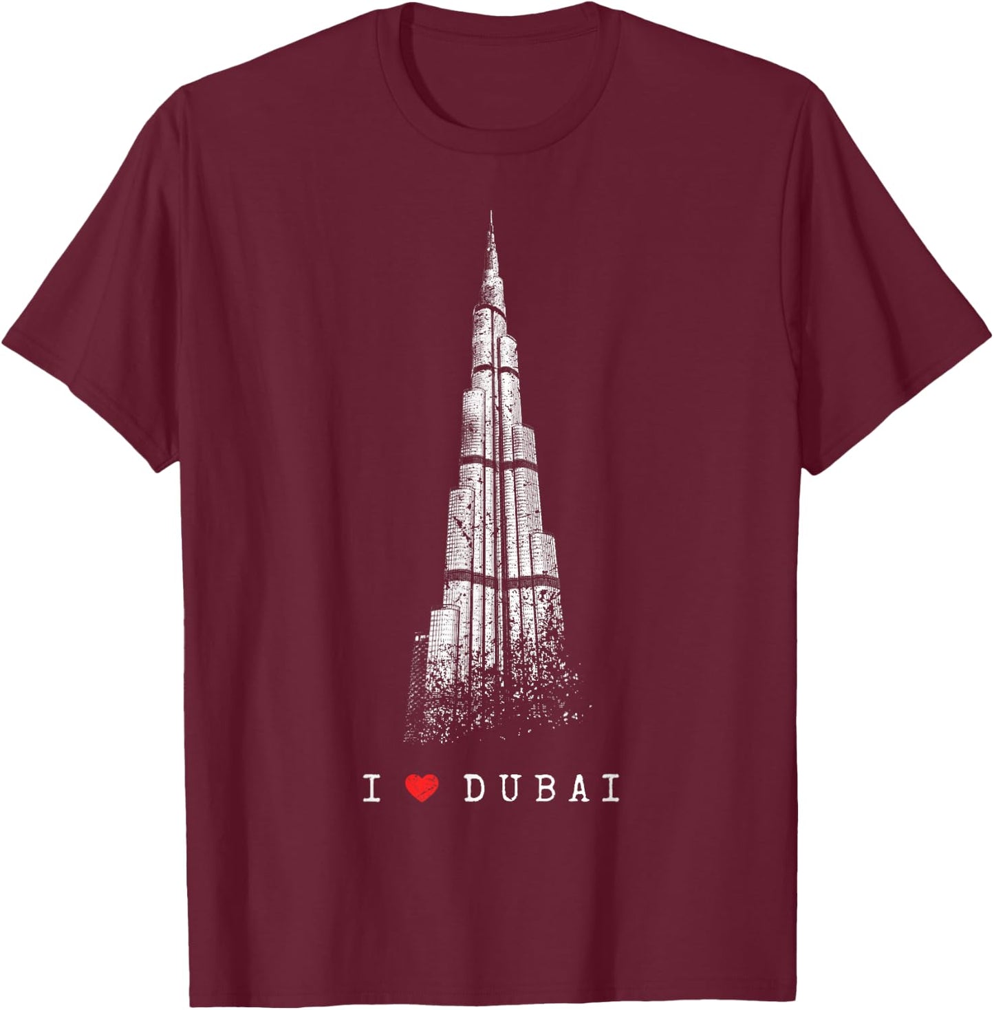 Dubai Burj Khalifa Vintage Skyline I Love Emirate Of Dubai T-Shirt - T-Shirt | Maroon