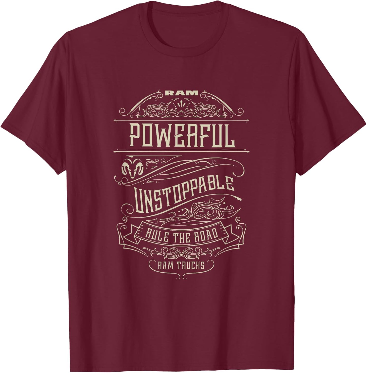 RAM Trucks Powerful, Unstoppable T-Shirt - T-Shirt | Maroon
