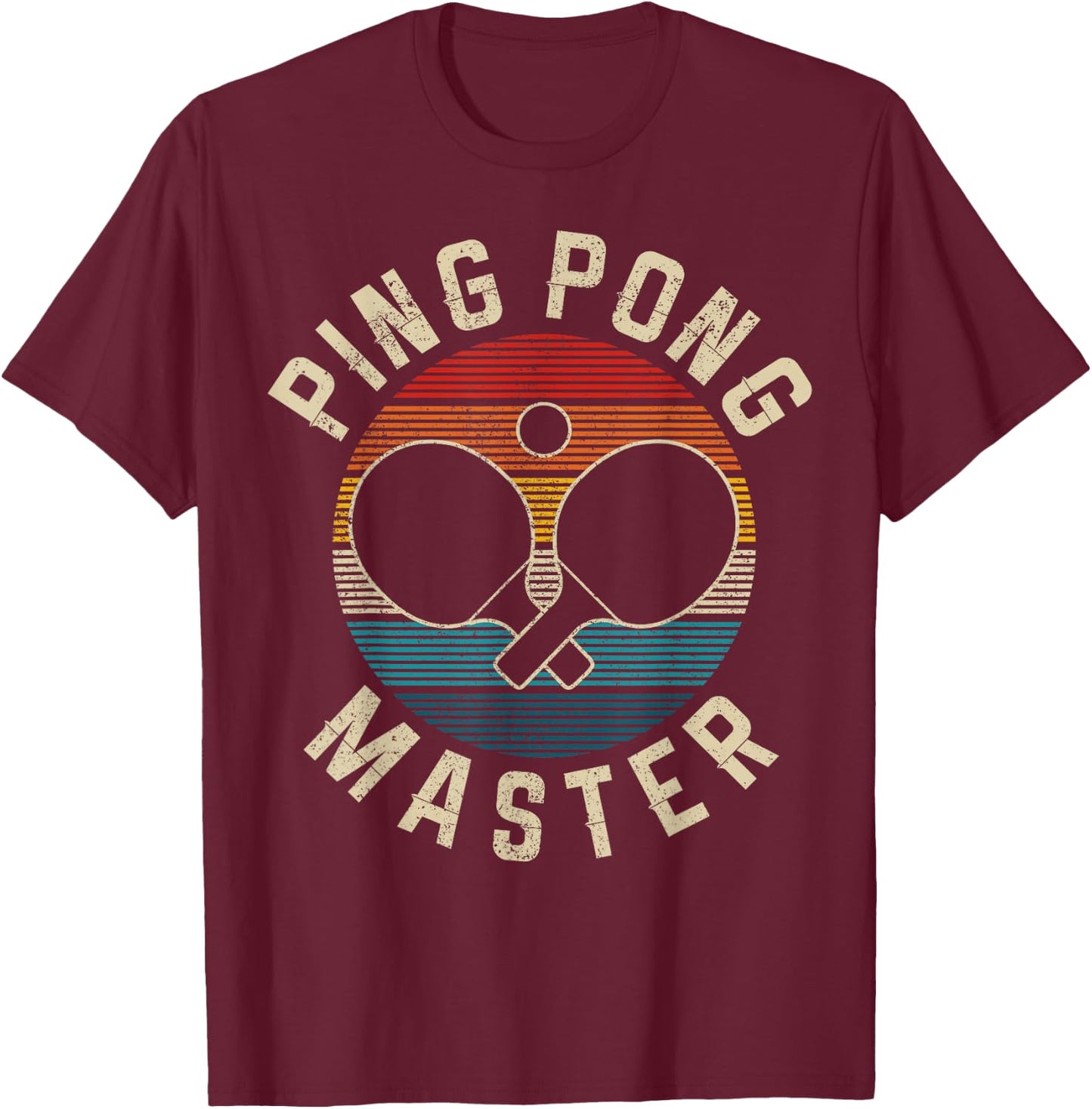 Ping Pong Master Vintage Table Tennis Player Funny Gift T-Shirt - T-Shirt | Maroon
