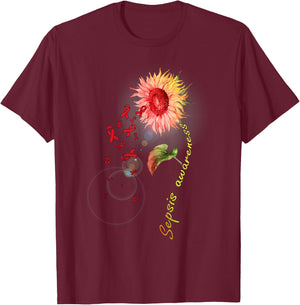 Sepsis Awareness Sunflower T-Shirt - T-Shirt | Maroon