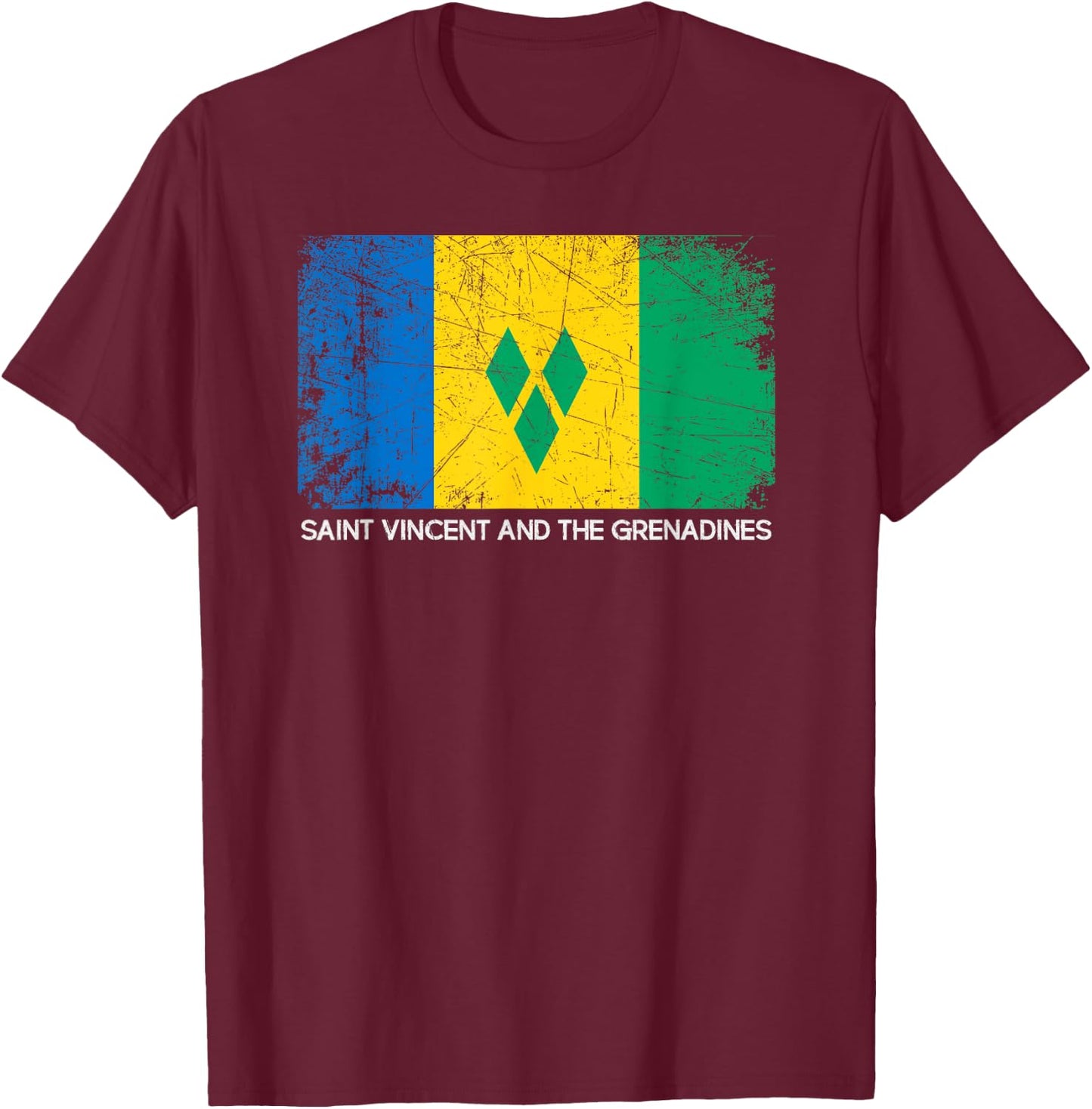 Flag Shirt Vintage Made In Saint Vincent and the Grenadines T-Shirt - T-Shirt | Maroon