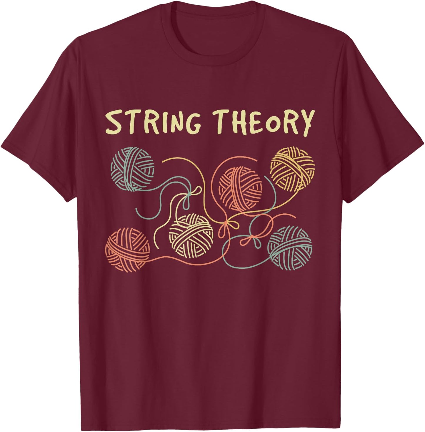 Tangled String Theory - Funny Higgs Boson Quantum T-Shirt - T-Shirt | Maroon