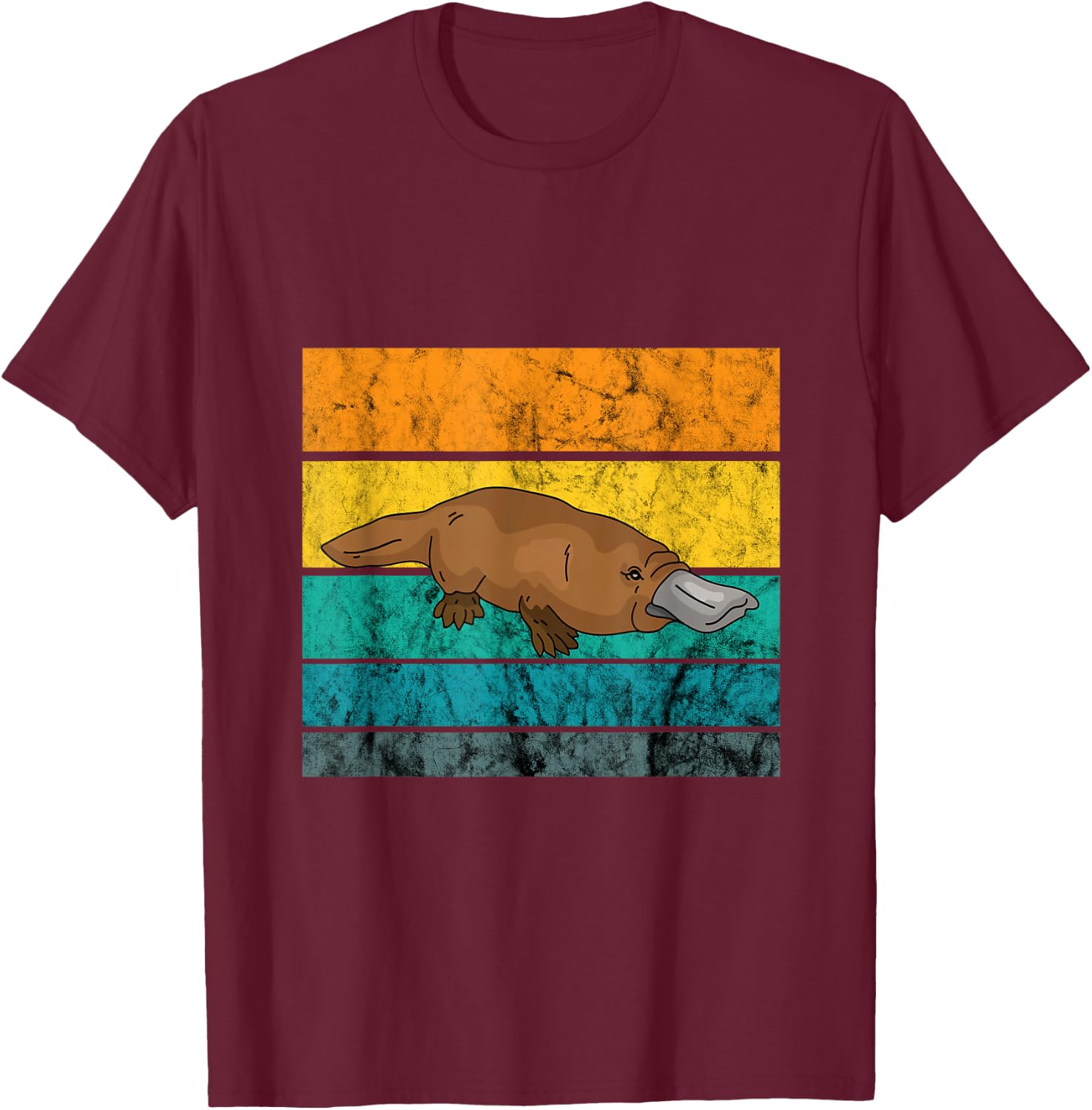 Platypus Duck Billed Retro Vintage Sunset Platypus Wildlife T-Shirt - T-Shirt | Maroon