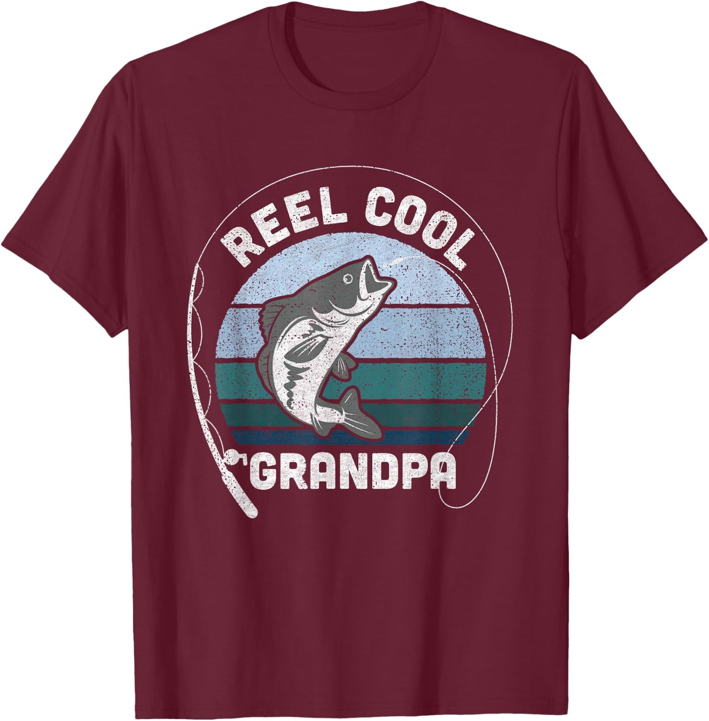 Funny Reel Cool Grandpa Fishing Fathers Day T-Shirt - T-Shirt | Maroon