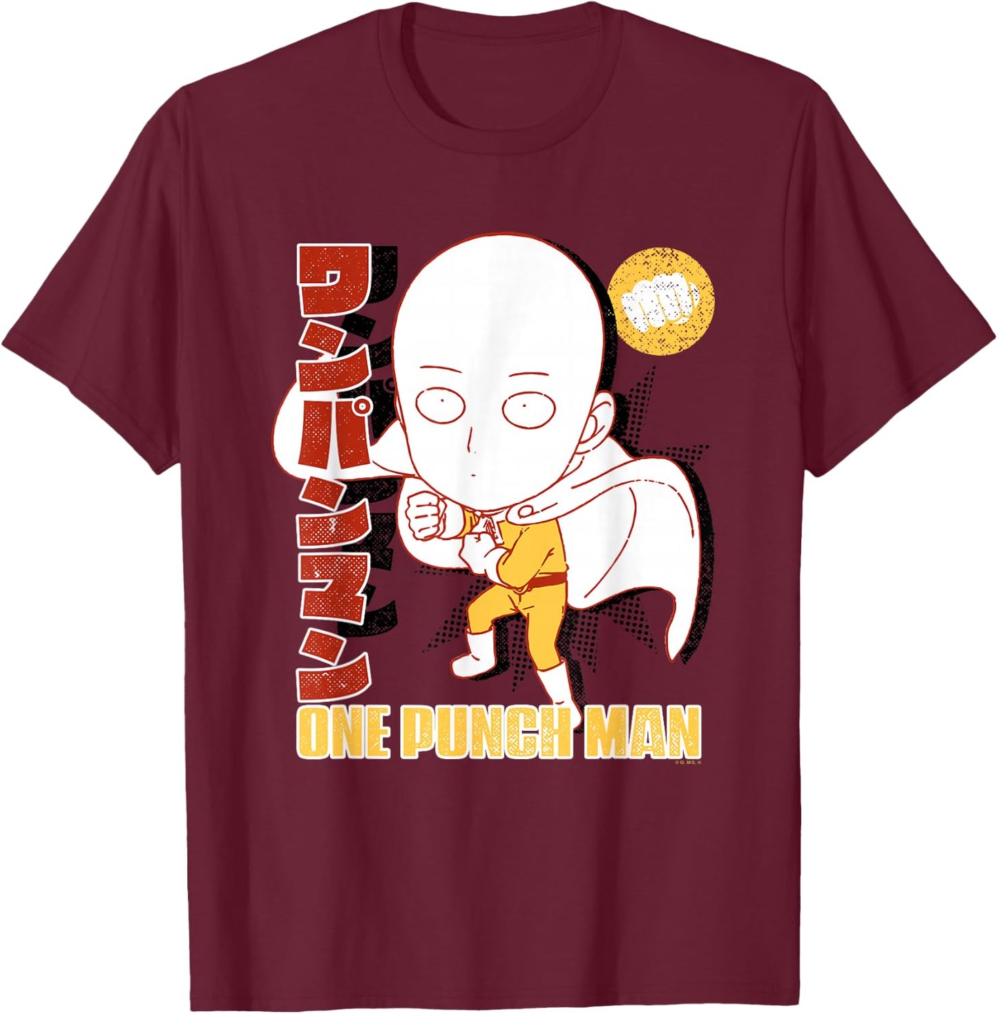 One Punch Man Comic Edit T-Shirt - T-Shirt | Maroon