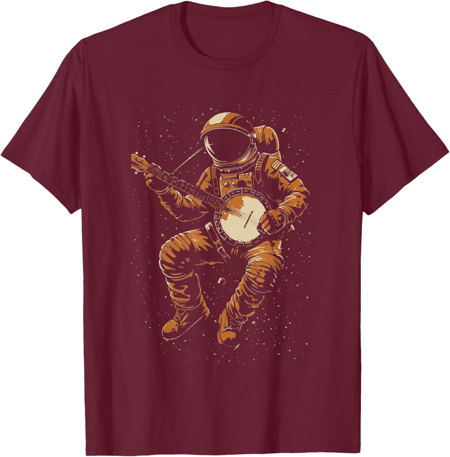 Banjo Music Artistic Astronaut Space Lover Psychedelic T-Shirt - T-Shirt | Maroon