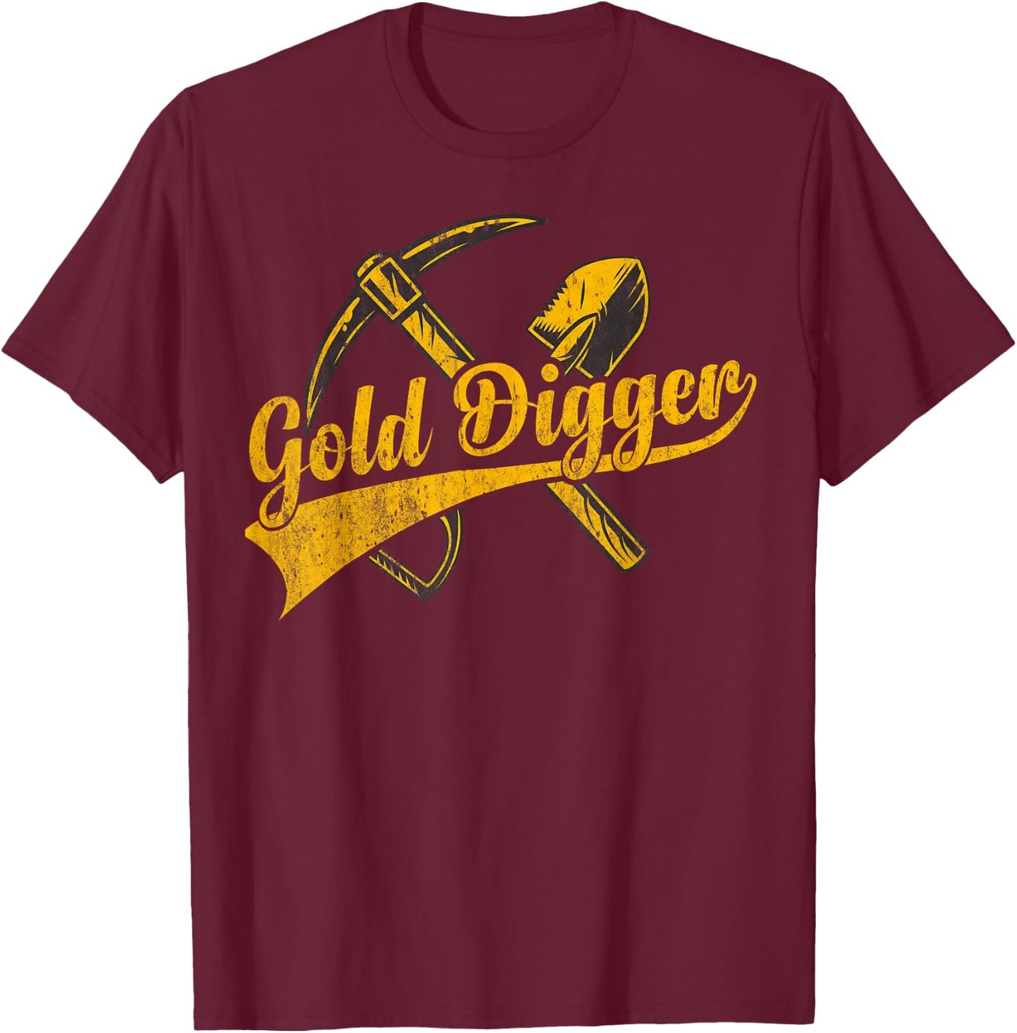 Gold plaque with crossed pick and shovel gold digger T-Shirt - T-Shirt | Maroon