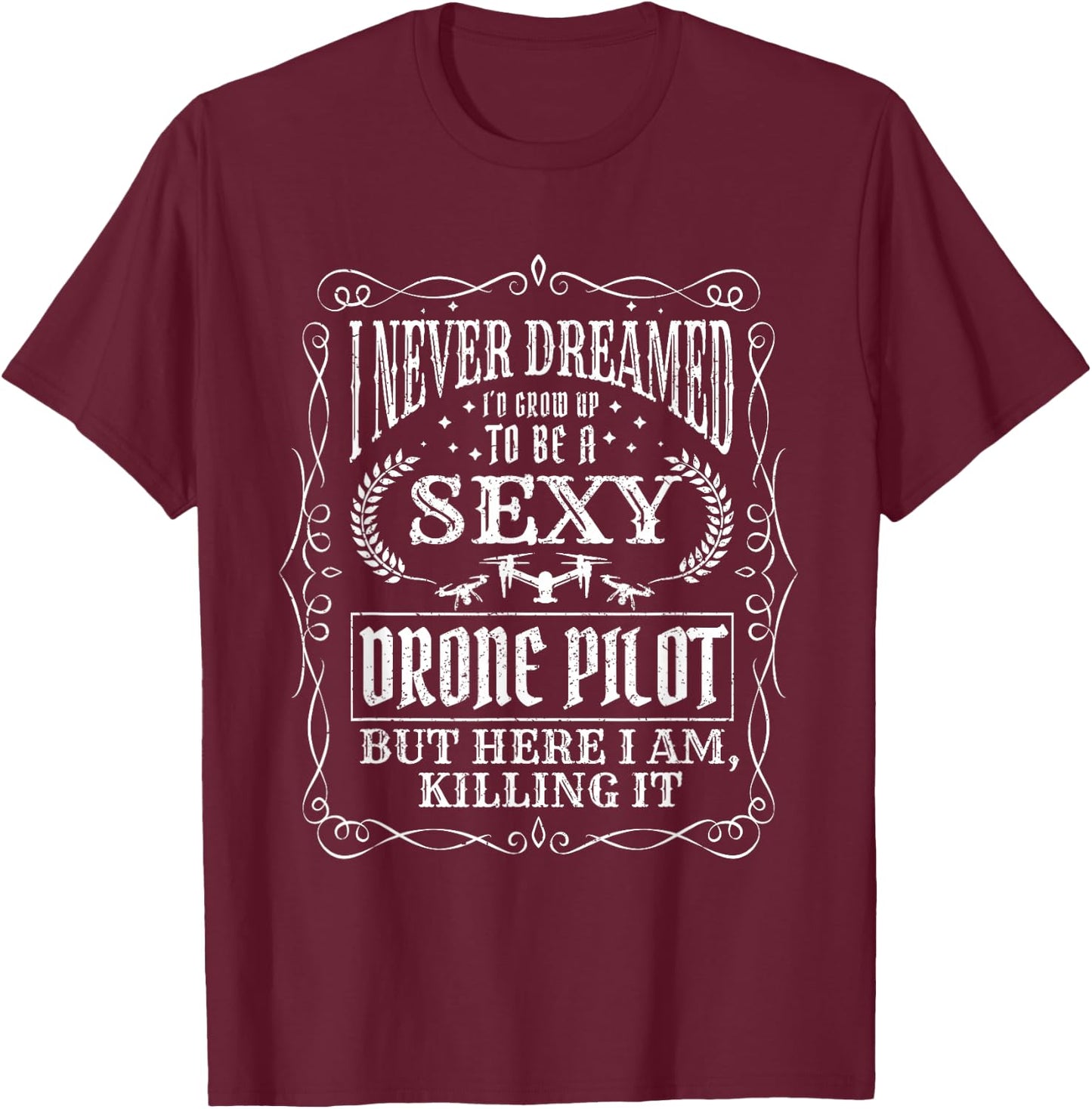 Retro Vintage Funny Drone Pilot T-Shirt - T-Shirt | Maroon