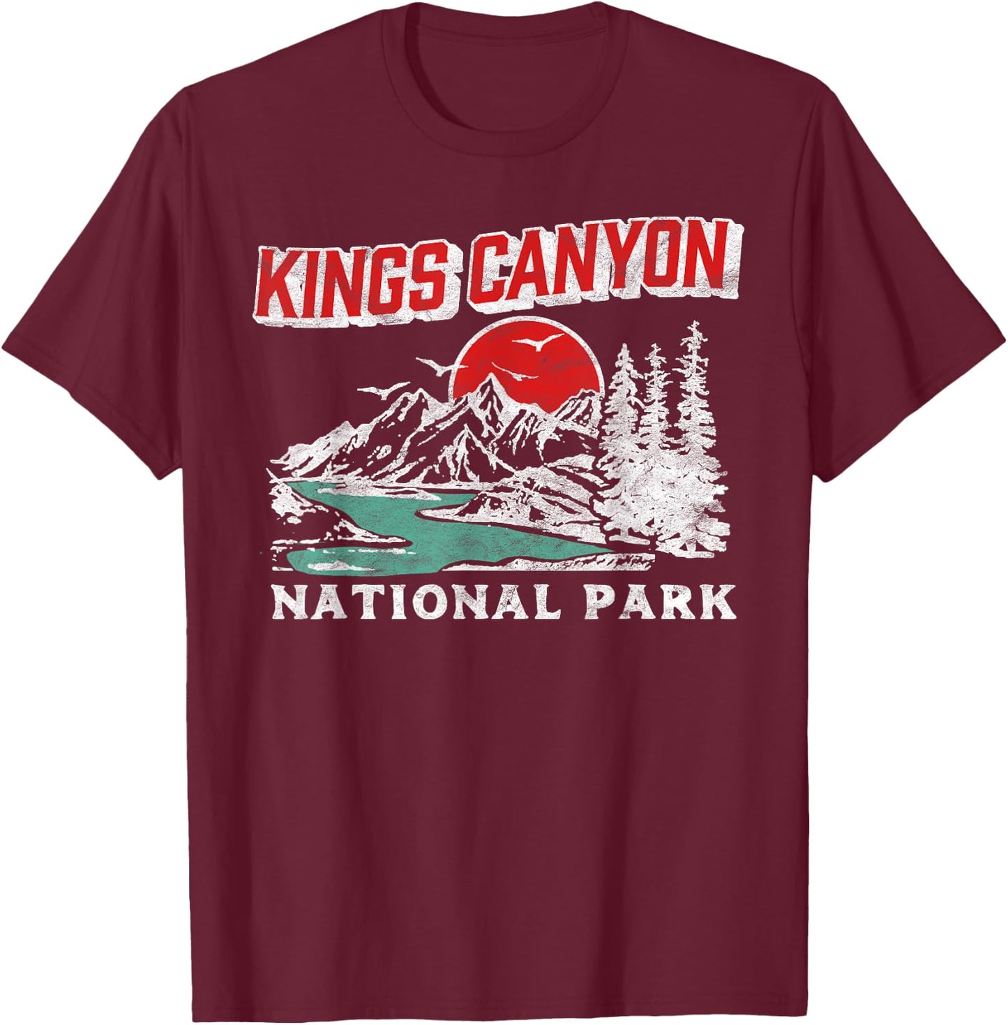 Vintage Kings Canyon National Park 80s California Retro T-Shirt - T-Shirt | Maroon