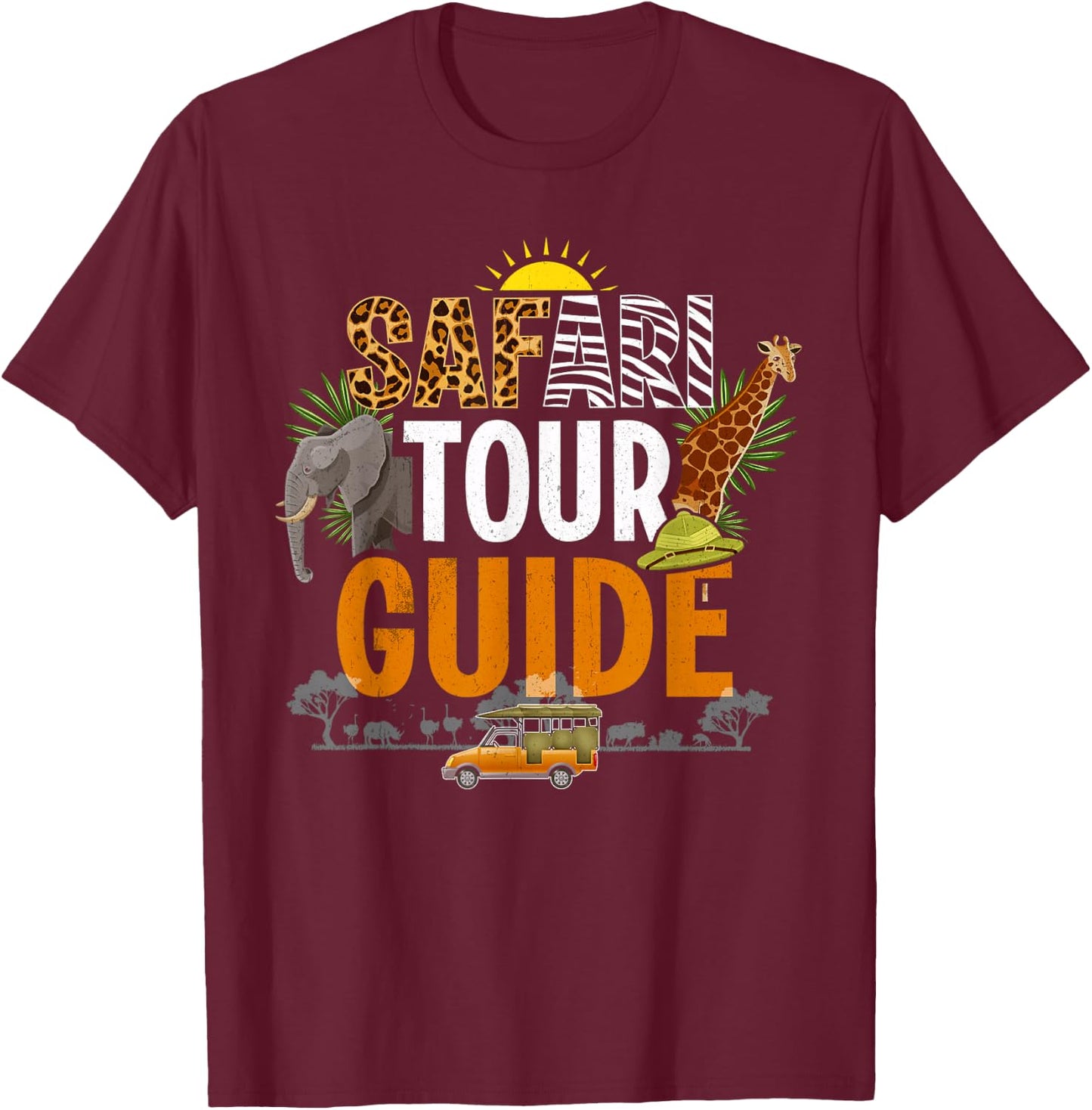 Funny Safari Tour Guide Shirt Africa T-Shirt - T-Shirt | Maroon