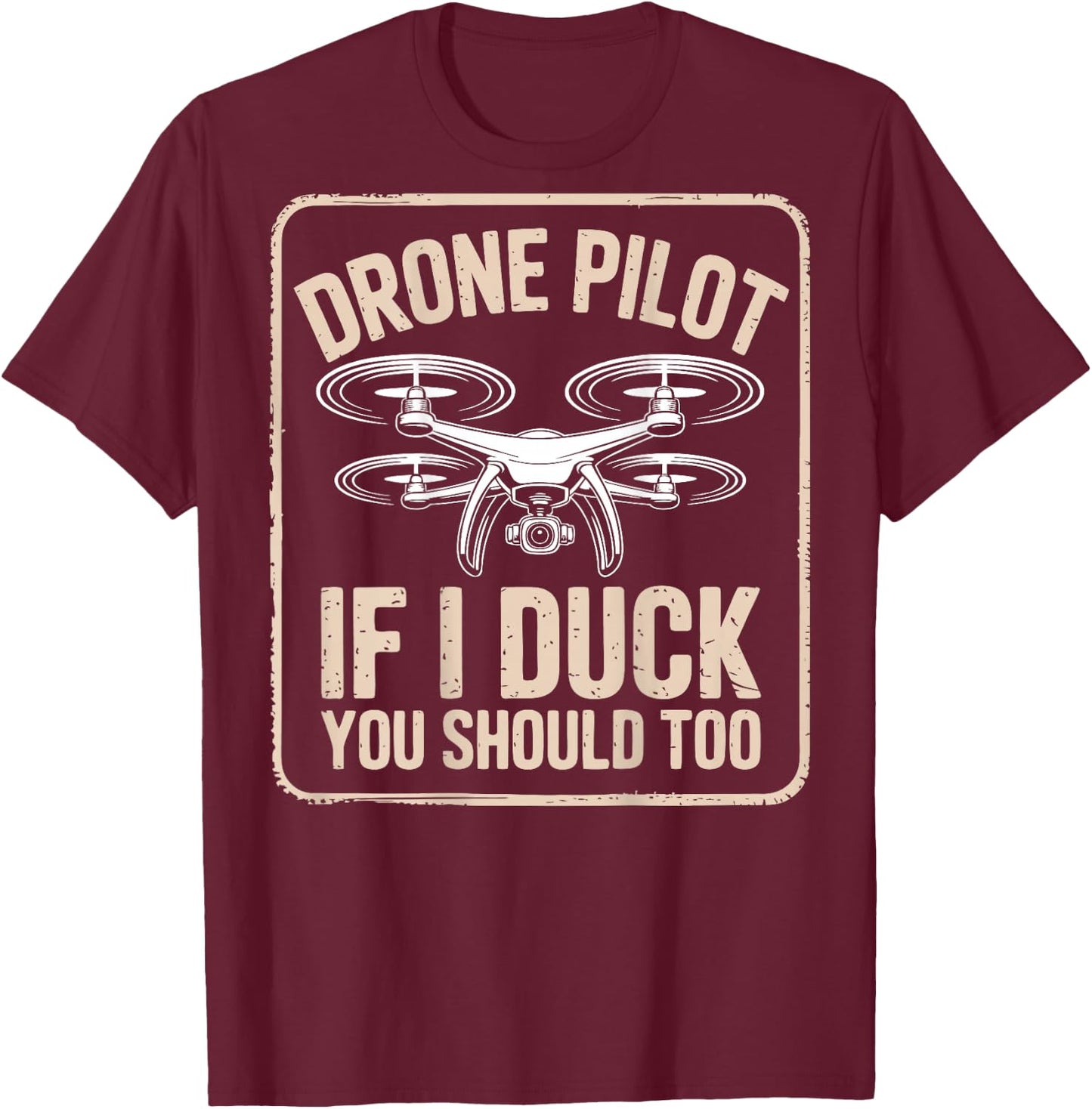 Funny FPV Drone Racer Pilot Drone Racing (On Back) T-Shirt - T-Shirt | Maroon