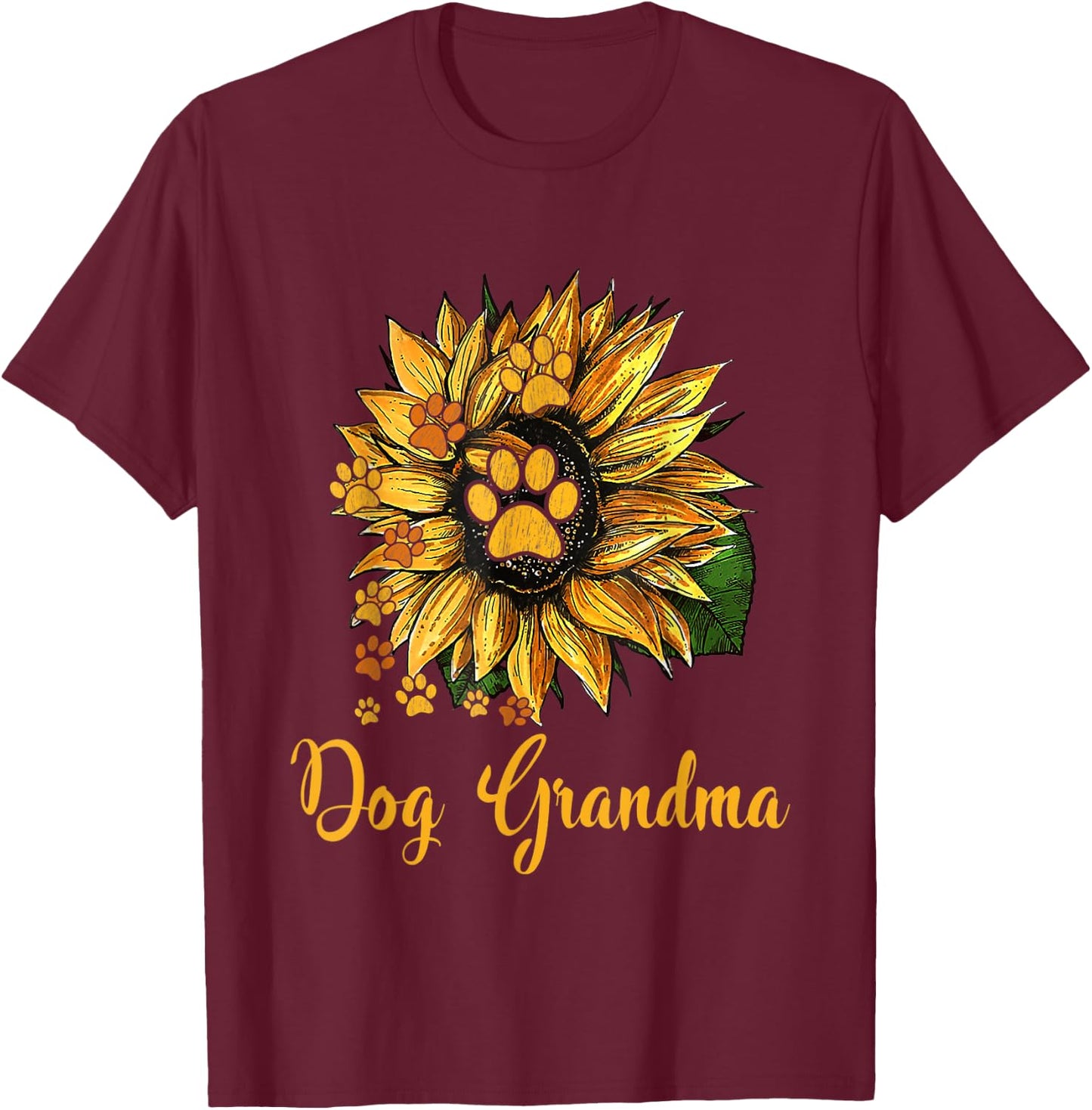 Dog Grandma Sunflower Shirt Funny Cute Family Gifts Apparel T-Shirt - T-Shirt | Maroon