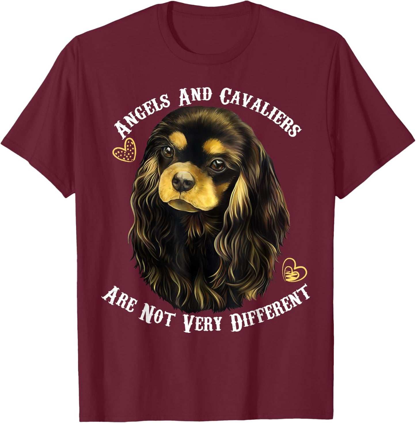 Cavalier King Charles Spaniel Black and Tan T-Shirt - T-Shirt | Maroon