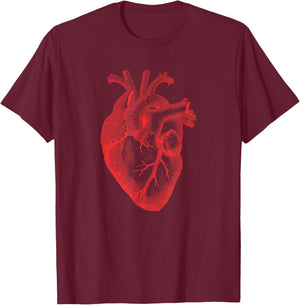 Anatomical Heart Spreading Love Valentine Gift T-Shirt - T-Shirt | Maroon