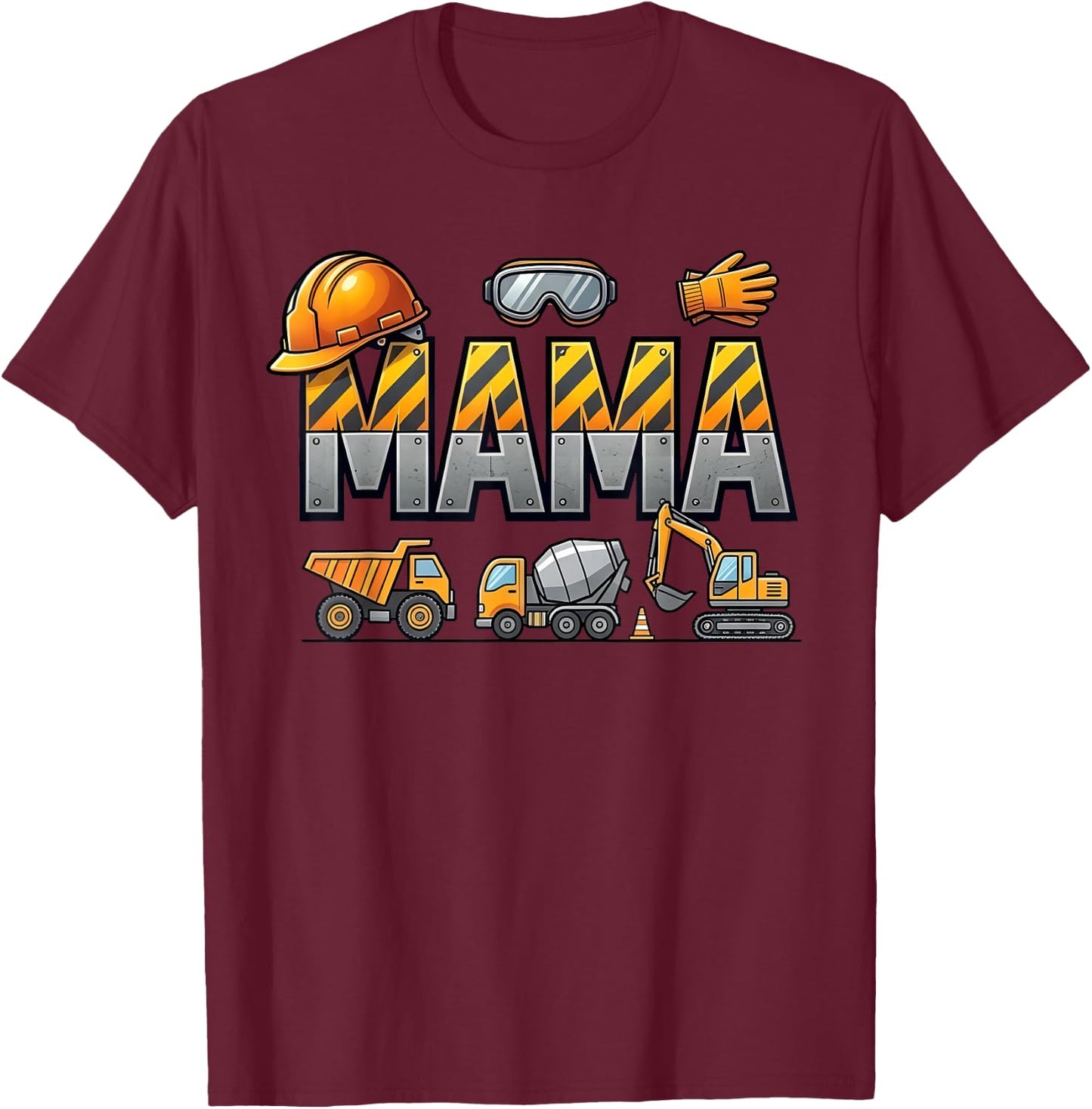 Funny Mama Construction Excavator Kids Matching Family Party T-Shirt - T-Shirt | Maroon