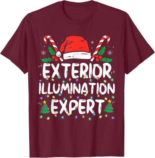 Exterior Illumination Expert Christmas Light Family Xmas T-Shirt - T-Shirt | Maroon