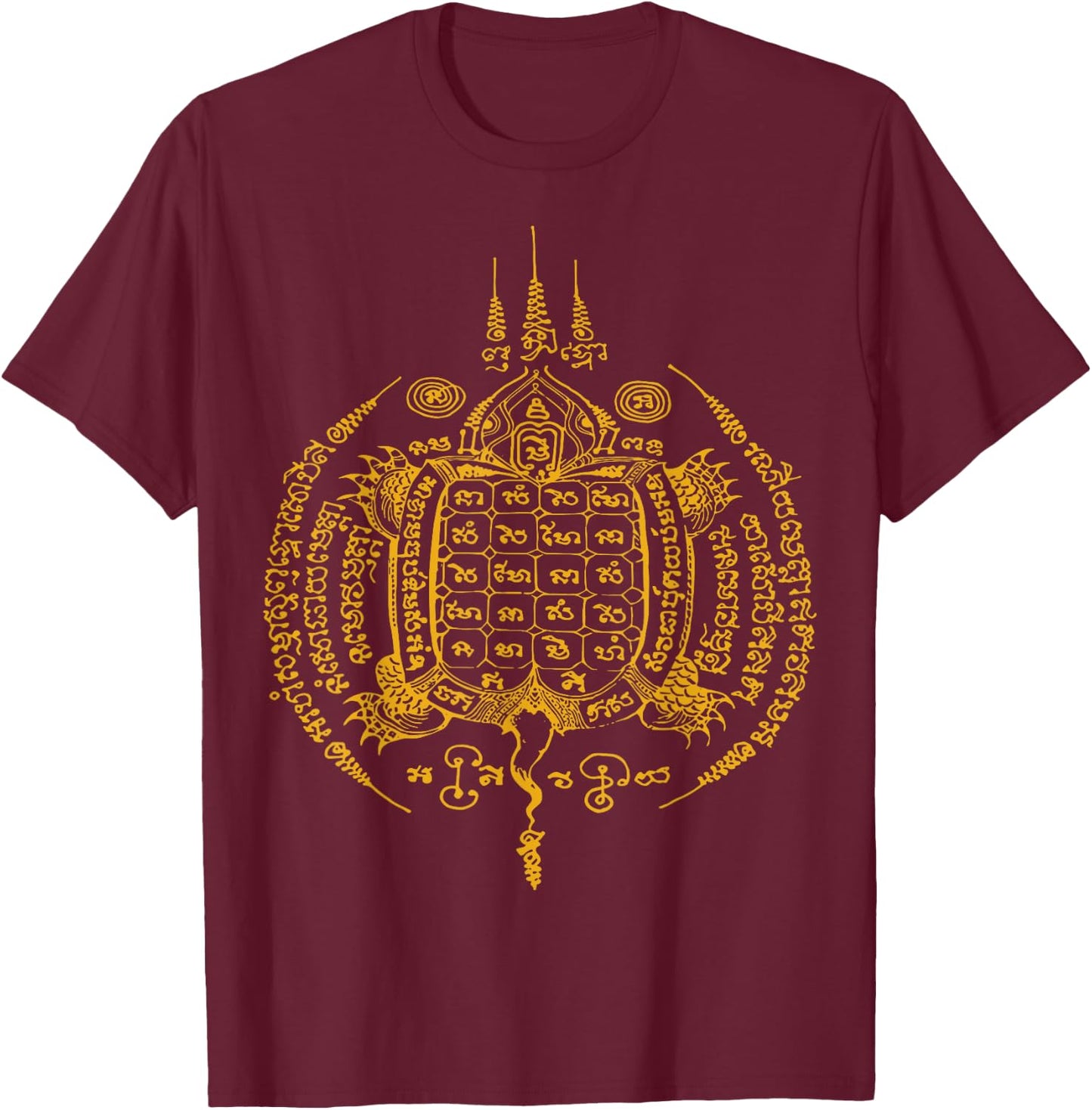 Sawadee Thai Traditional Sak Yant Thai Twin Tigers Muay Thai T-Shirt - T-Shirt | Maroon