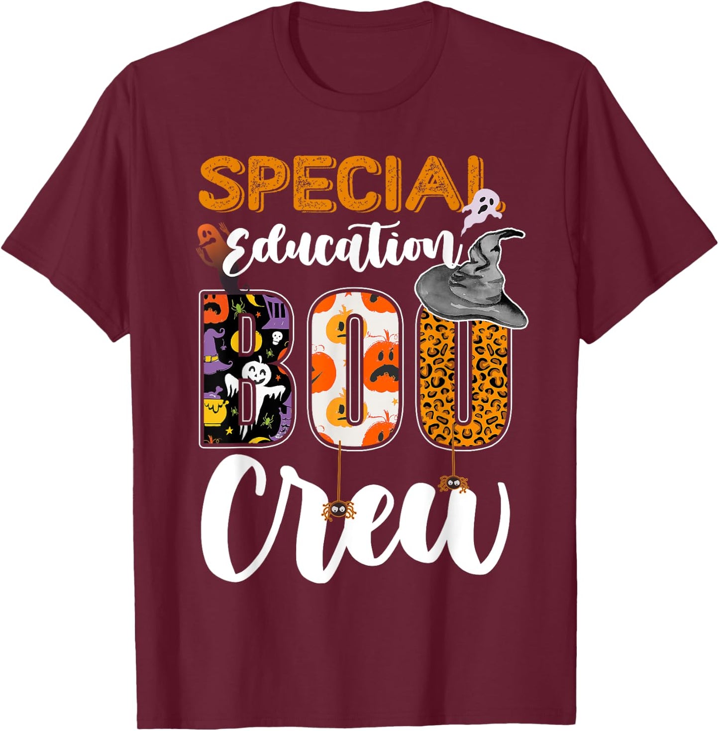Special Education Boo Crew Ghost Funny Halloween Matching T-Shirt - T-Shirt | Maroon