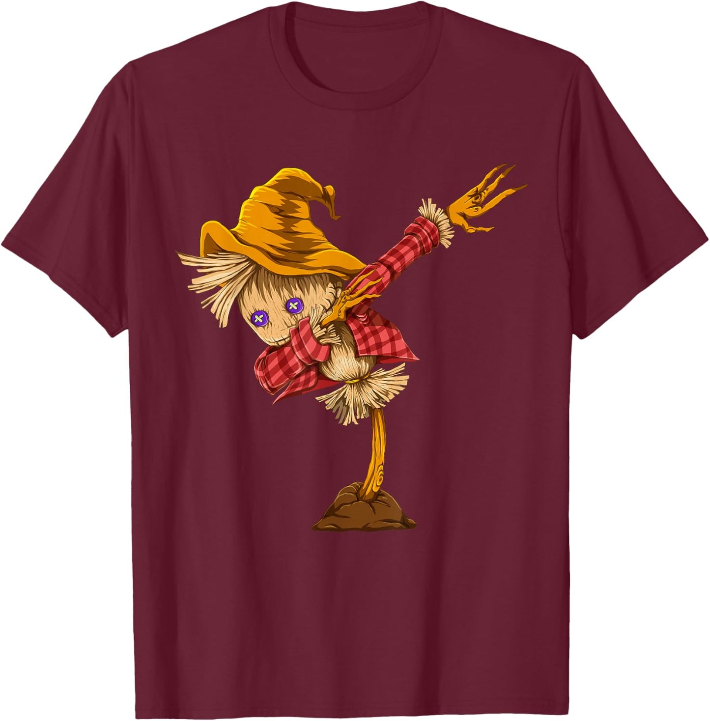 Dabbing Scarecrow Funny Halloween Costume Spooky Halloween T-Shirt - T-Shirt | Maroon