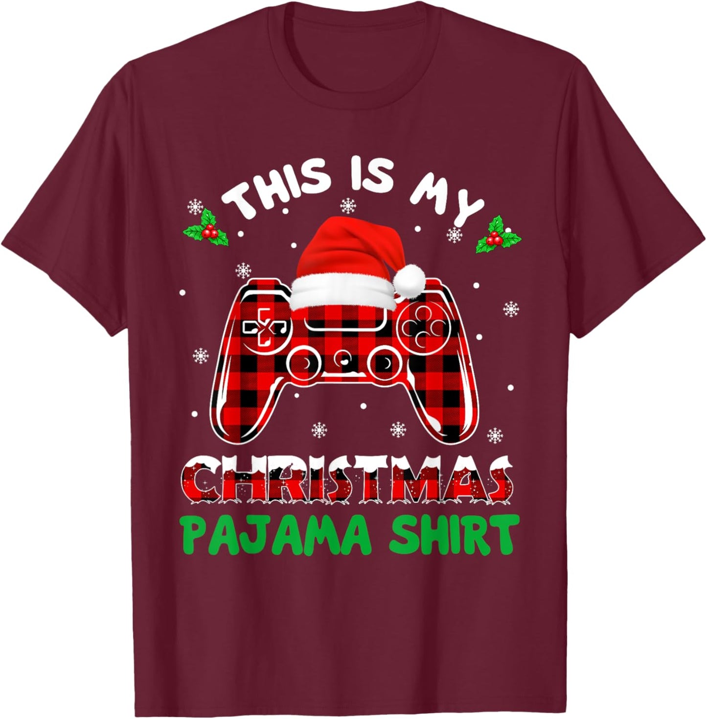 This Is My Christmas Pajama Shirt Gamer Video Game Boys Kids T-Shirt - T-Shirt | Maroon