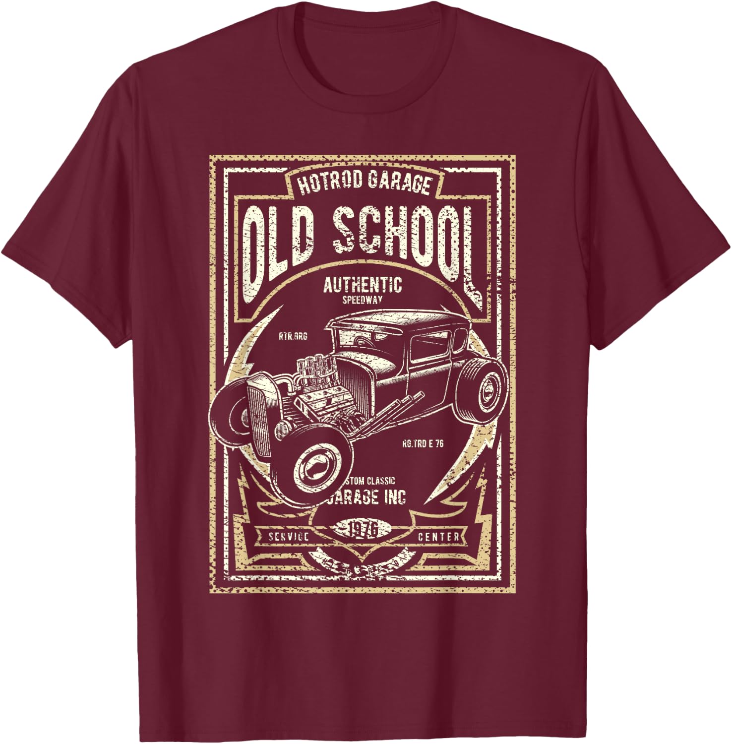 Old School Vintage Hot Rod Garage Men Classic Car T-Shirt - T-Shirt | Maroon