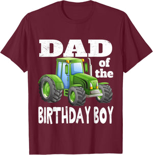 Dad of the Birthday Boy Kids Farm Tractor Party Shirt Idea T-Shirt - T-Shirt | Maroon