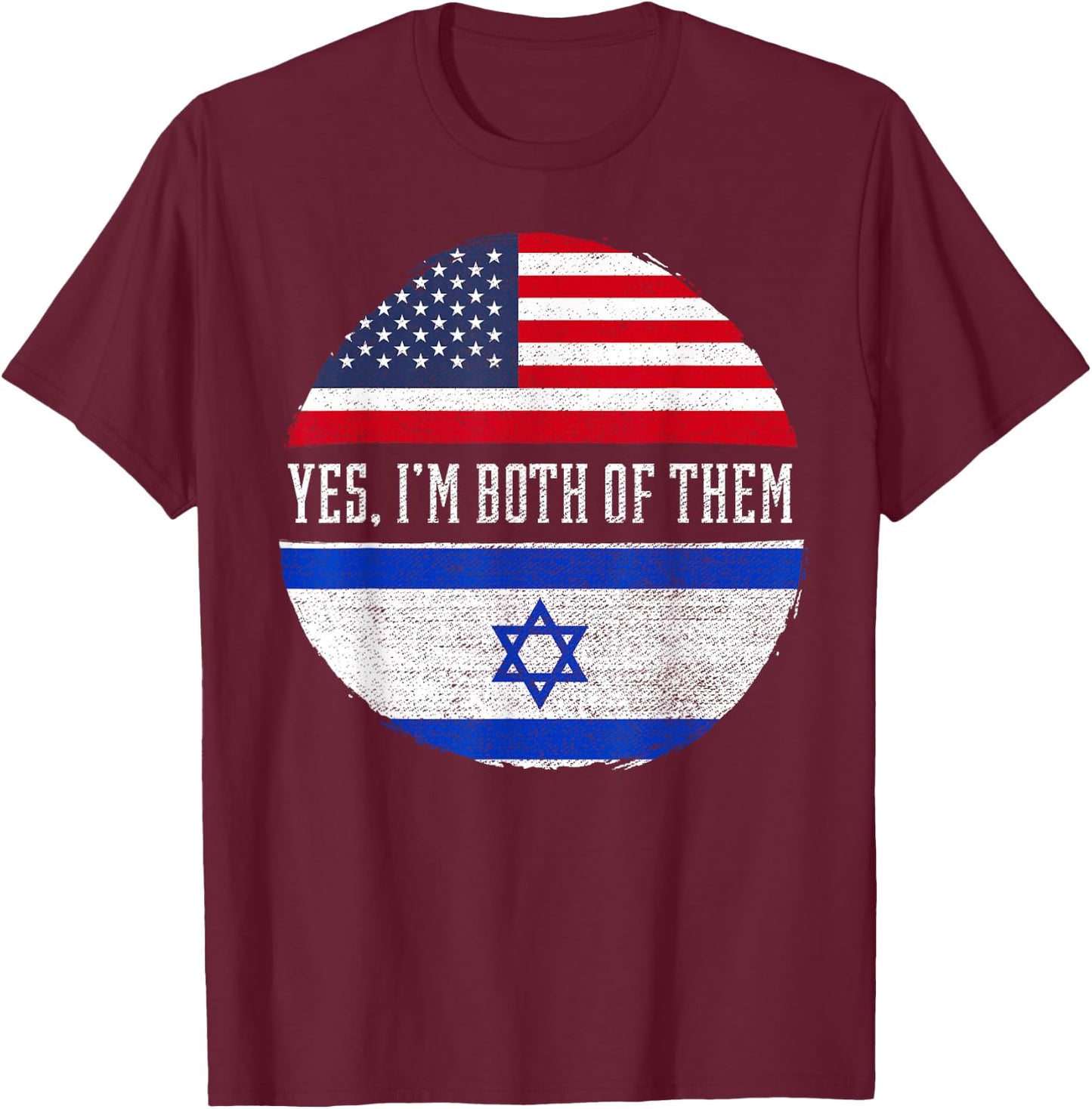 Half American Half Israeli USA Flag Israel Heritage DNA T-Shirt - T-Shirt | Maroon