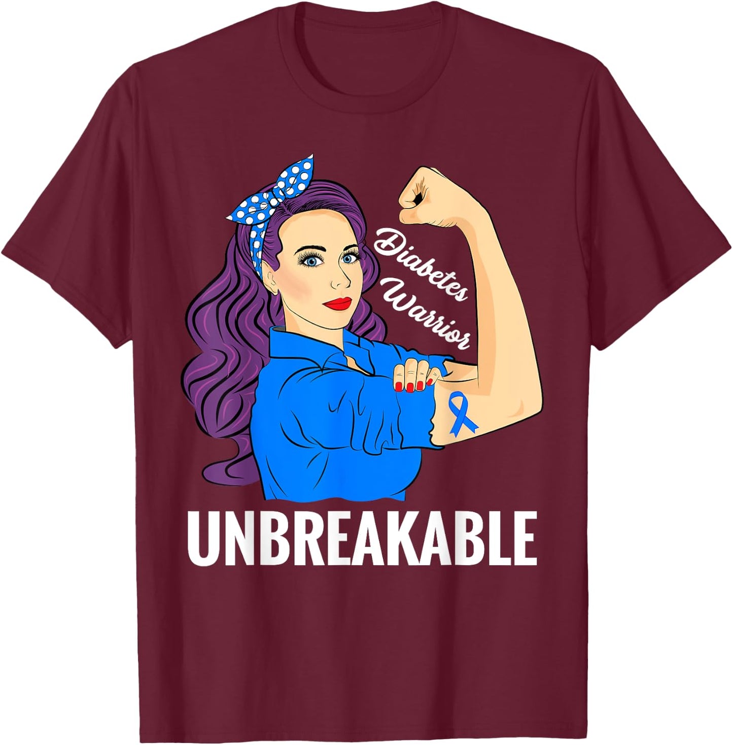 Diabetes Warrior Sugar Diabetic Type 1 2 Awareness T-Shirt - T-Shirt | Maroon