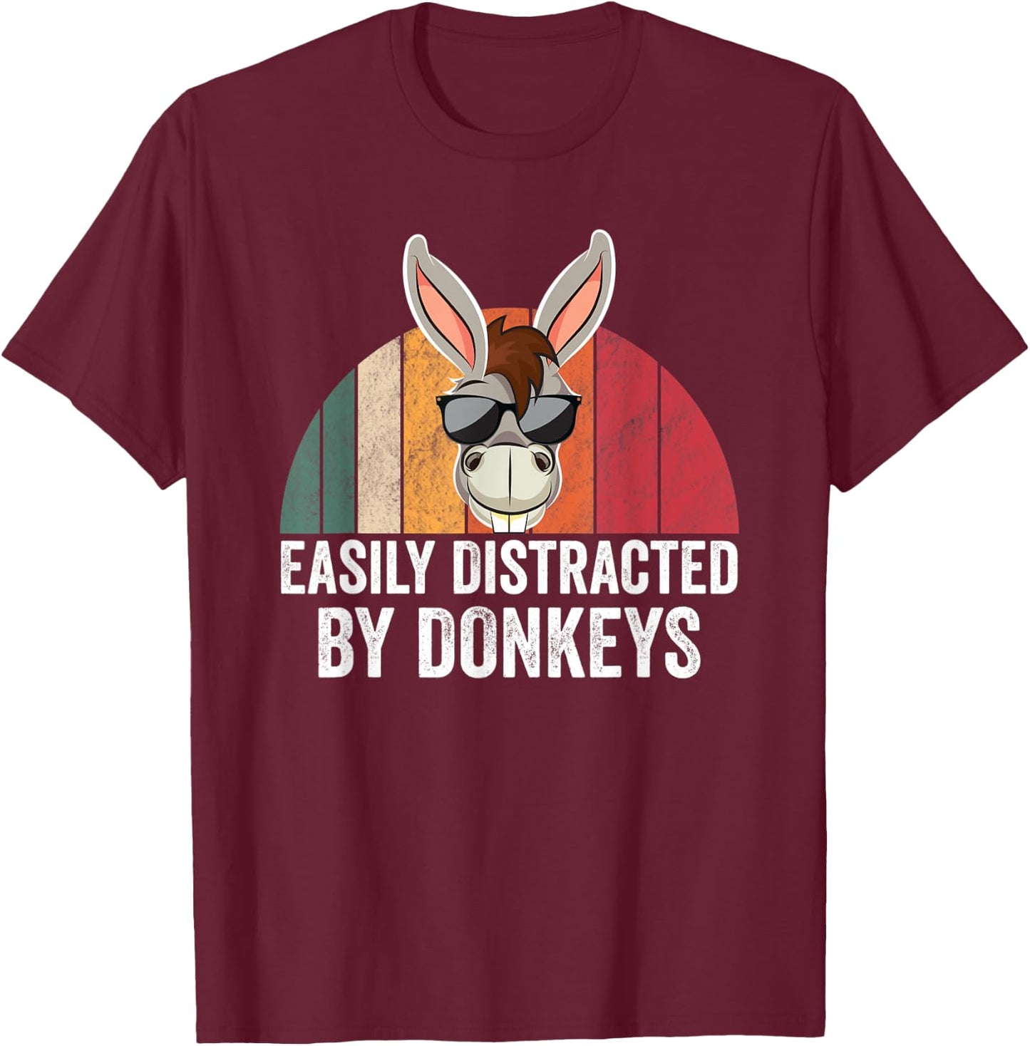 Easily Distracted By Donkeys Donkey Lover Accessories T-Shirt - T-Shirt | Maroon