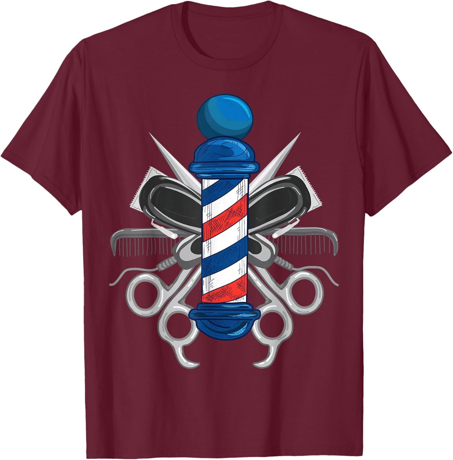 Funny Barber Design Hair Stylisht Barbershop Lovers T-Shirt - T-Shirt | Maroon
