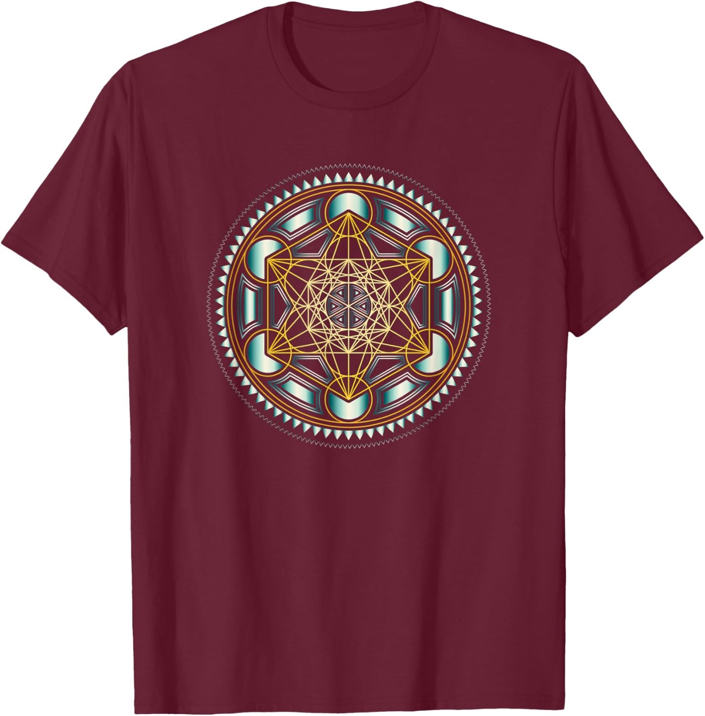 Metatron Geometry Spirituality Yoga Matrix Maths Esotericism T-Shirt - T-Shirt | Maroon