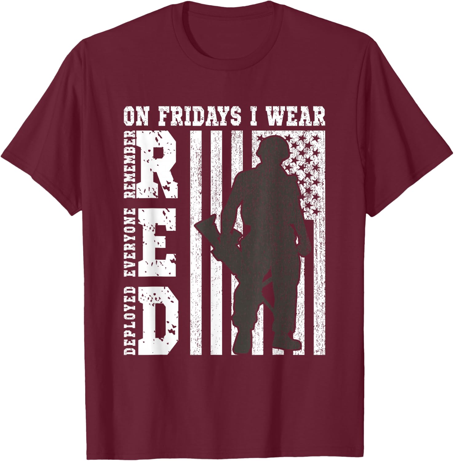 On Fridays I Wear Red USA Support American Troops T-Shirt - T-Shirt | Maroon